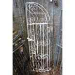 A pair of white painted wrought iron arch topped gates, combined size 156cm high x 82cm wide
