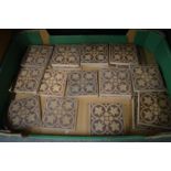 A large quantity of The Campbell Tile Company encaustic floor tiles, various designs.
