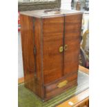 George III mahogany apothecary cabinet, the two doors opening to reveal a fitted interior (