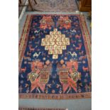 An unusual modern Persian carpet, decorated all over with birds and animals 205cm x 150cm.