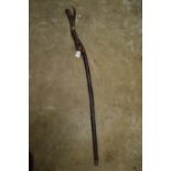 An antler and hazel thumb stick.