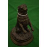A cast bronze figure of a begging dog.