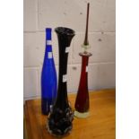 Three stylish tall art glass vases.