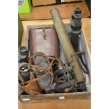 A pair of Barr and Stroud military binoculars, a pair of Kershaw & Son military binoculars, both