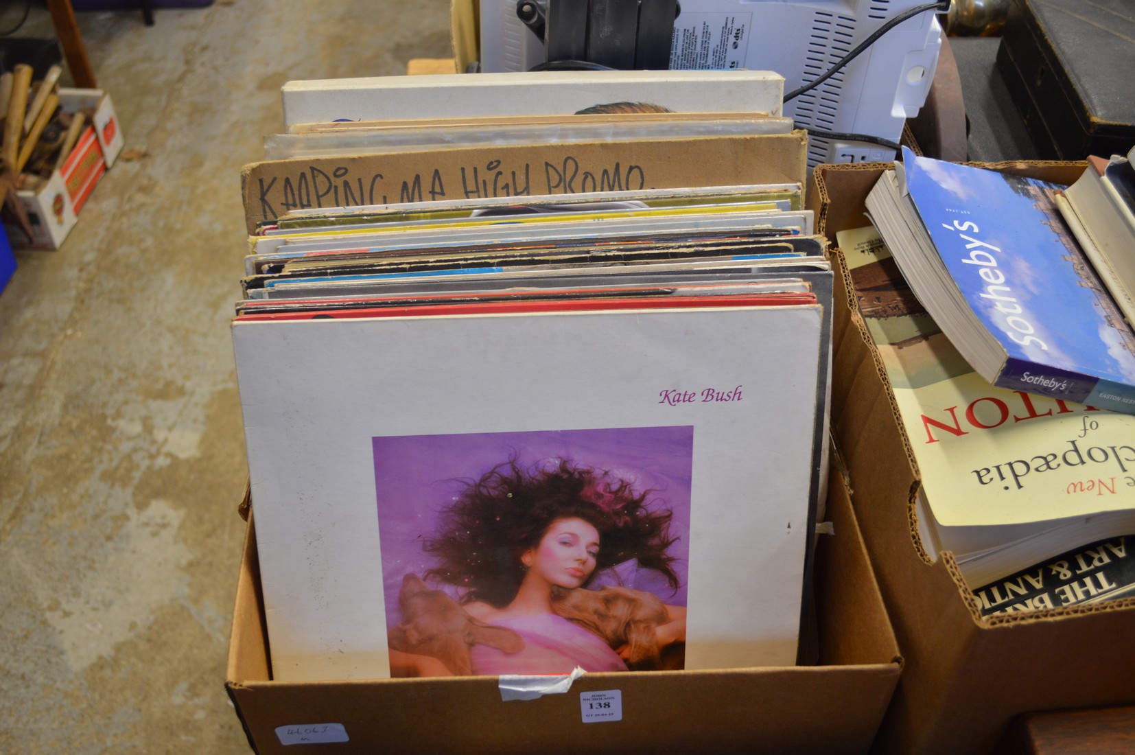 A box of records.