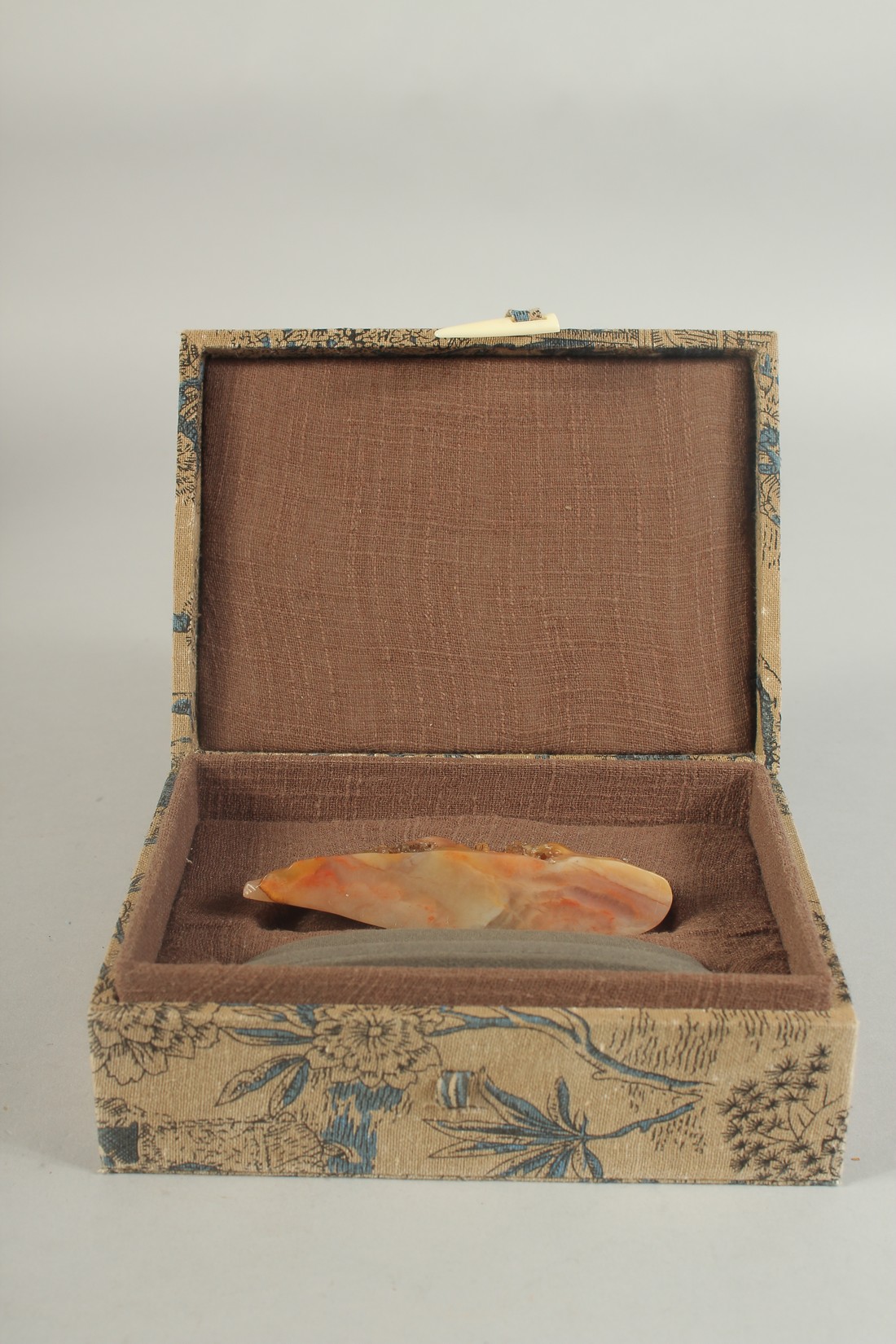 A FINE EARLY 20TH CENTURY CHINESE SOAPSTONE LANDSCAPE GROUP, with purpose-made stand and fitted box, - Image 6 of 8