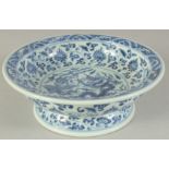 A CHINESE BLUE AND WHITE PORCELAIN BOWL, the centre painted with dragon and phoenix, the base with