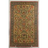 A 19TH CENTURY MUGHAL LACQUERED WOOD PANEL / BINDING, with hand-painted raised floral decoration