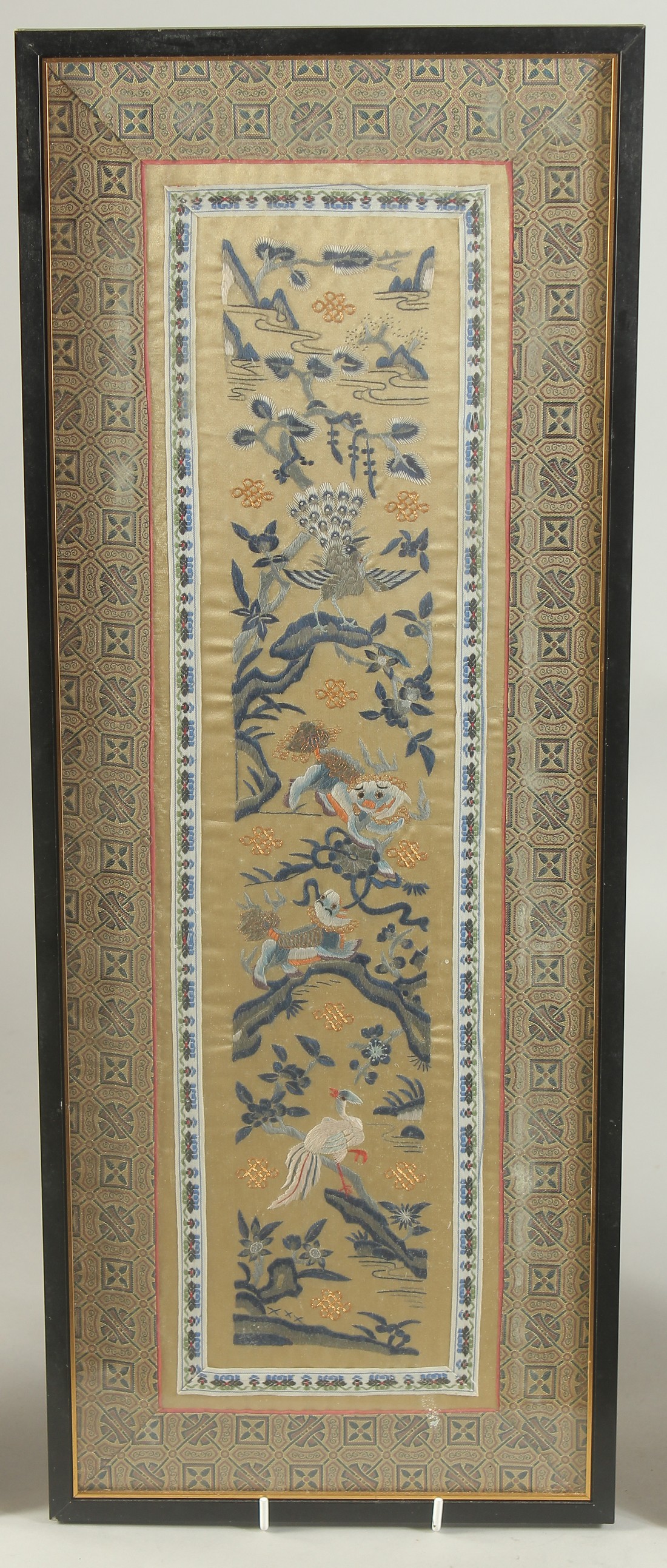 THREE FRAMED CHINESE TEXTILES, (3). - Image 3 of 4