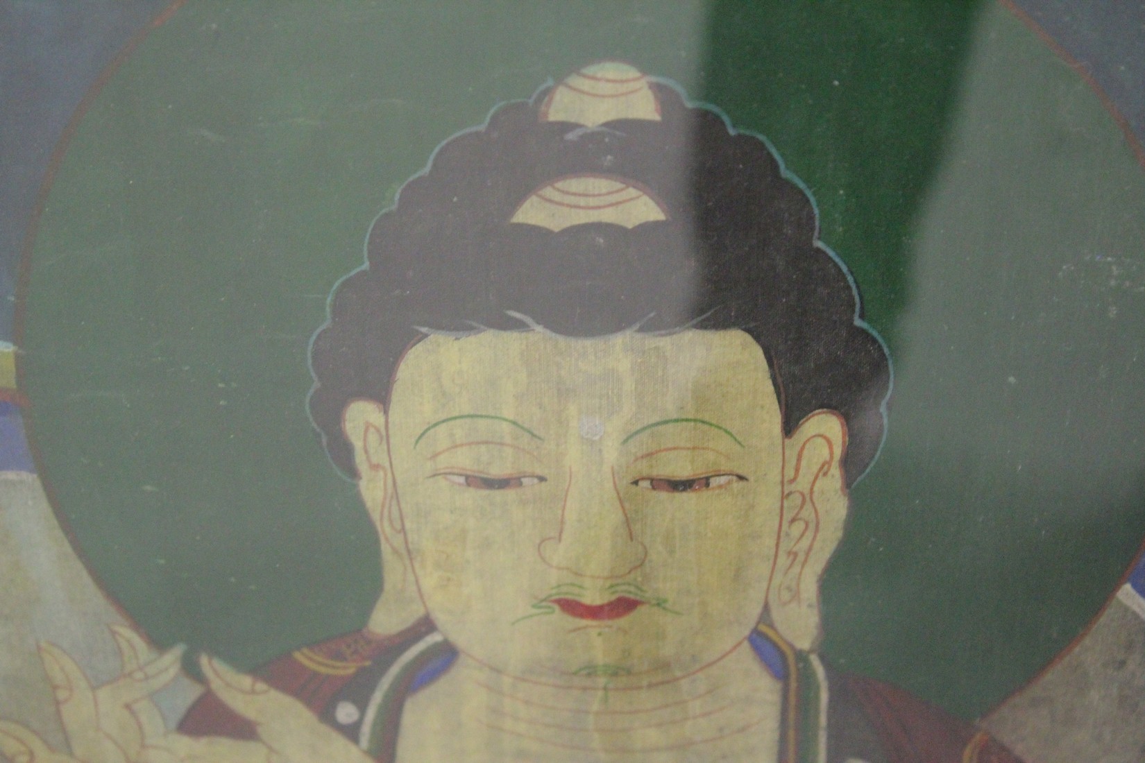 A FINE 19TH CENTURY PAINTING 'FIVE BUDDHAS', framed and glazed, image 71cm x 119.5cm. - Image 3 of 6