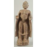 A FINELY CARVED GREY SCHIST STONE FIGURE OF A BUDDHA, possibly Ghandara or Indian, 35.5cm high.