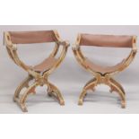 A PAIR OF 19TH CENTURY SPANISH - ISLAMIC MARKET INLAID CHAIRS, with fine parquetry decoration of
