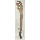 A RARE LARGE AFRICAN BENIN SWORD, with lion shaped blade, 60.5cm long.