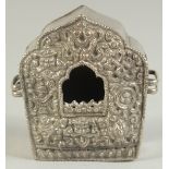 A FINE 19TH CENTURY TIBETAN SILVER AMULET CASE, 6.5cm x 6cm.