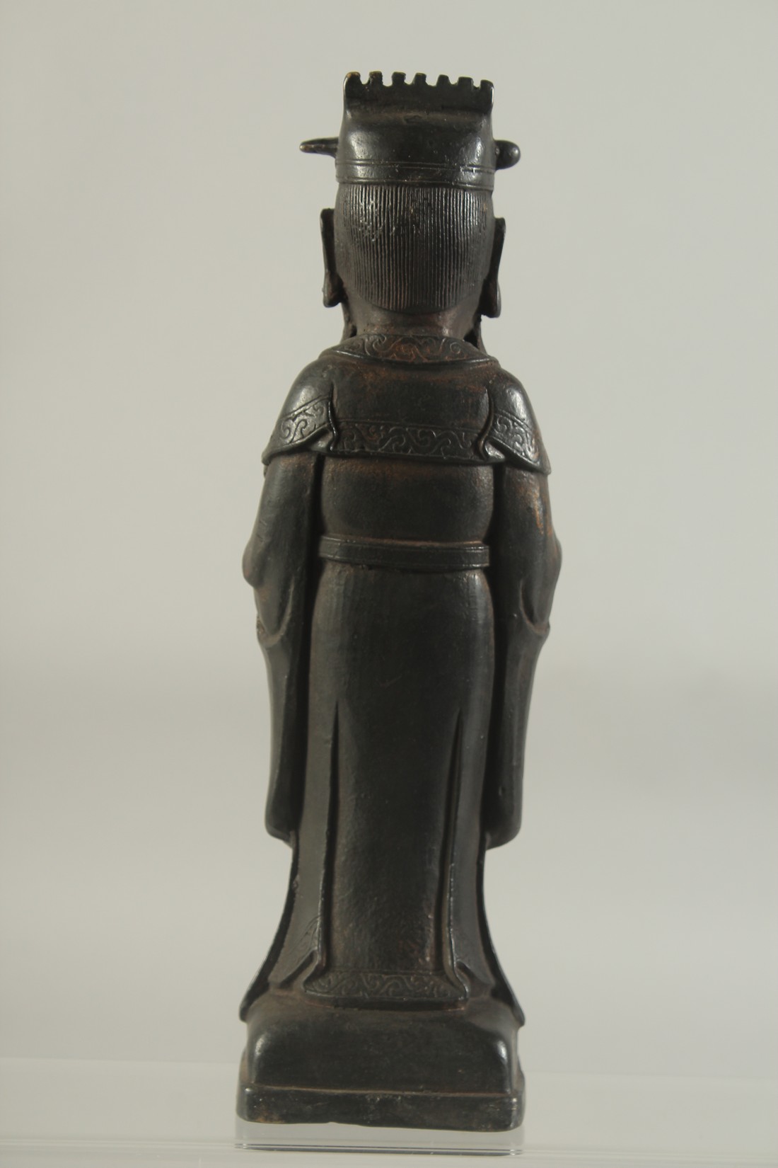 A CHINESE BRONZE FIGURE OF A DEITY. 12ins high. - Image 2 of 3