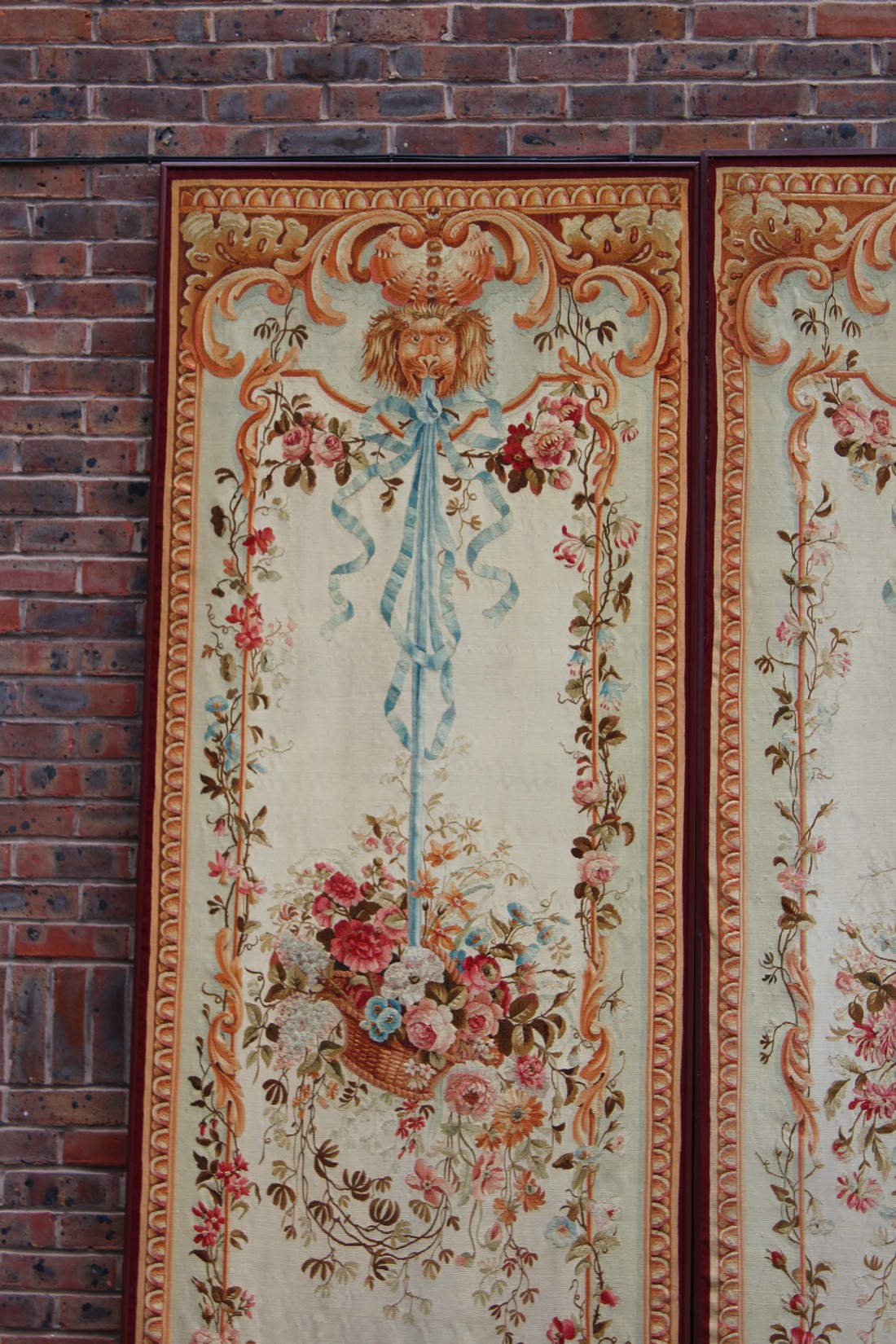 A GOOD PAIR OF LARGE EARLY/MID 20TH CENTURY BRUSSELS NEEDLEWORK PANELS, cream ground, decoration - Image 4 of 12