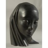 HAGENAUER WEIN. A BRONZE MASK. 9.5ins. Signed. Bears label Mordant, Bruxelles.