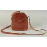 A SMALL MADLER, WEST GERMANY, SNAKESKIN BAG. 5.5ins x 6ins with long straps.