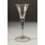 AN 18TH CENTURY ENGLISH WINE GLASS with tapering bowl. 6.5ins high.