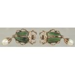 A PAIR OF SCARAB EARRINGS.