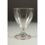 A PLAIN HEAVY 18TH CENTURY GLASS RUMMER. 5ins high and a HEAVY 18TH CENTURY GLASS RUMMER with