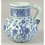 A CHINESE BLUE AND WHITE PORCELAIN JUG. 14 cm high.