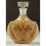 A RARE LALIQUE "LE CHAT" SCENT BOTTLE AND STOPPER with enamel decoration with a face of a cat. The