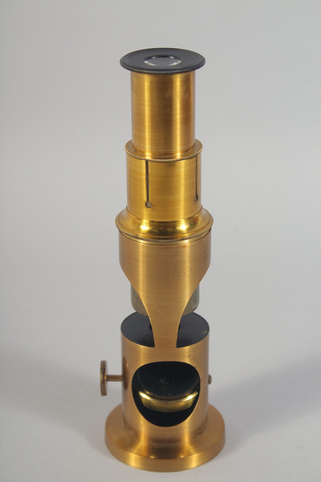 A 19TH CENTURY BOXED DRUM TYPE MICROSCOPE and two slides. 5.5ins long. - Image 2 of 4