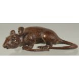 A JAPANESE BRONZE RAT. 3ins long.