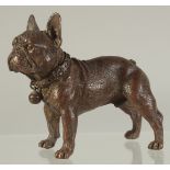 A JAPANESE BRONZE FIGURE OF A DOG. 7cm long.