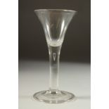 AN 18TH CENTURY ENGLISH WINE GLASS with tapering bowl. 6.5ins high.