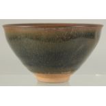 A CHINESE HARE'S FUR GLAZE POTTERY BOWL. 12.5cm diameter.