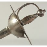 A SPANISH BILBO HILTED CAVALRY BROADSWORD, broad double edged 31in blade stamped 'C IV' dated 1801