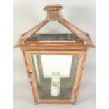 A COPPER MIRROR BACK LANTERN. 1ft 10ins high.