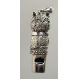 A SILVER NOVELTY CAT WHISTLE, 1.5" long.