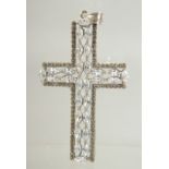 A LARGE CRYSTAL SET CROSS, 8cm long.