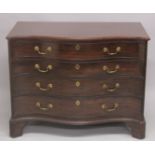 A SUPERB 18TH CENTURY MAHOGANY CHIPPENDALE SERPENTINE FRONTED COMMODE with four long graduated