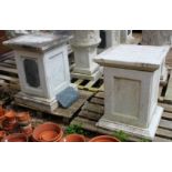 A PAIR OF ITALIAN WHITE MARBLE PEDESTAL BASES. 2ft 7ins (80cm) high.