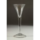 A GOOD 18TH CENTURY ENGLISH WINE GLASS with tapering bowl. 6.5ins high.