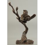 A JAPANESE BRONZE BIRD in a tree. 4.5ins high.