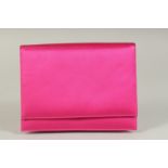 A RAYNE, BY APPOINTMENT TO HER MAJESTY THE QUEEN, PINK FABRIC EVENING BAG, 6.5ins long.
