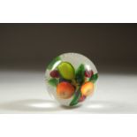 A GOOD SMALL ST LOUIS GLASS FRUIT PAPERWEIGHT. 2ins diameter.