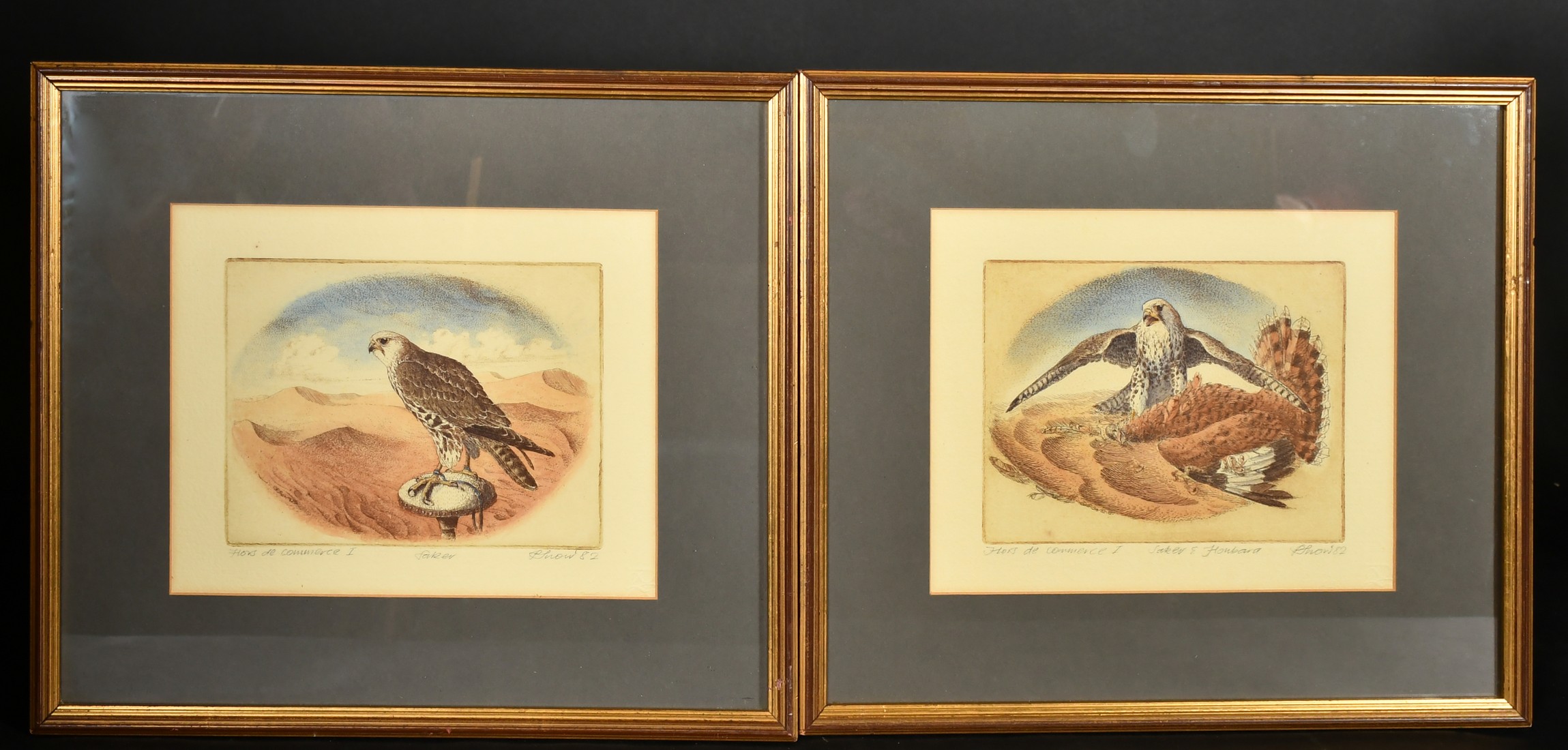 20th Century, a group of six prints relating to birds of prey, each signed and inscribed in - Image 3 of 4