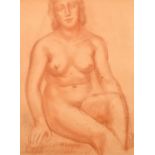 Jean Lallement (20th Century, Study of a female nude seated, conte crayon, signed and dated 1938,