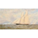 20th Century, A Schooner in choppy seas with other sailing boats, watercolour, monogrammed and dated