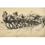 George Soper (1870-1942), 'Timber Hauling, No. 11', etching, signed in pencil, plate size 8" x 11.