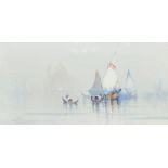 R. Cooper, possibly Knox (20th Century), Views of Venice, boats on the Grand Canal, watercolours,