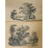 Early 19th Century English School, two unframed pencil sketches of country scenes, one dated 1822