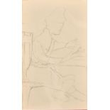 Krishen Khanna (b. 1925) Indian, a sketch of a seated figure, pencil, signed and dated 1975, 12" x