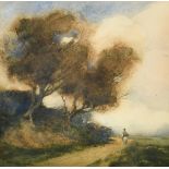 Edgar Thomas Holding (1870-1952) British, 'A Passing Storm', watercolour, signed, exhibition label